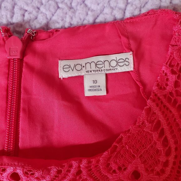 Eva Mendes Embroidered Lace Hot Pink A-Line Dress Sz 10 - Picture 3 of 10